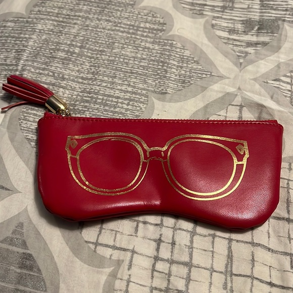 Rebecca Minkoff Handbags - Rebecca Minkoff sunglasses pouch with tassel, red and gold, EUC!